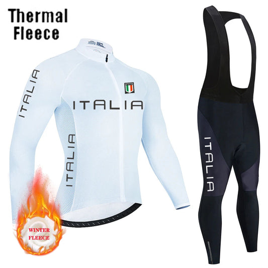 2026 New Winter Thermal Fleece Cycling Jersey Set Long Sleeve MTB Racing Bike Jersey Suit For Men Bib Pants Set Cycling Clothing GlowCart