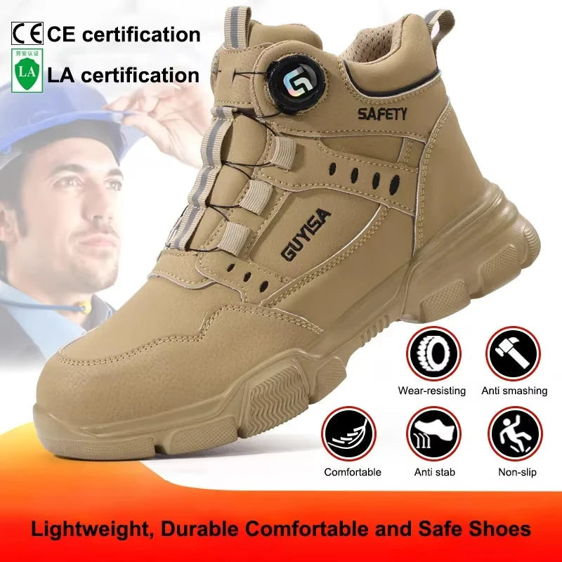 Men's Rotating Button Anti-Smash Anti-puncture Steel toe work Safety Shoes Men Work Boots Protective Women Sneakers Shoes GlowCart