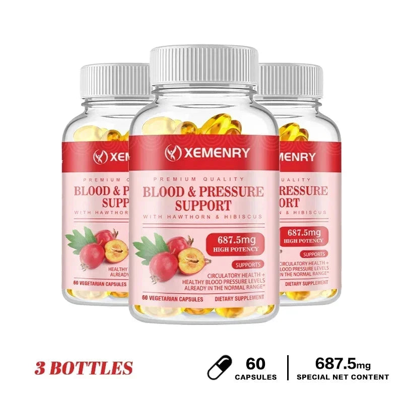 Blood & Pressure Support Capsules - for Blood Circulation, GlowCart