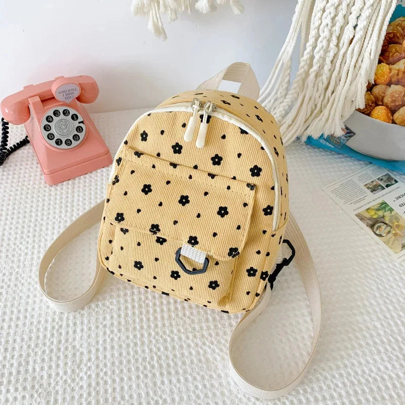 Cute Flower Print Baby Backpacks Lightweight Corduroy Mini Schoolbag for Kids Boy Girl Fashion Floral Children Shoulder Bags GlowCart