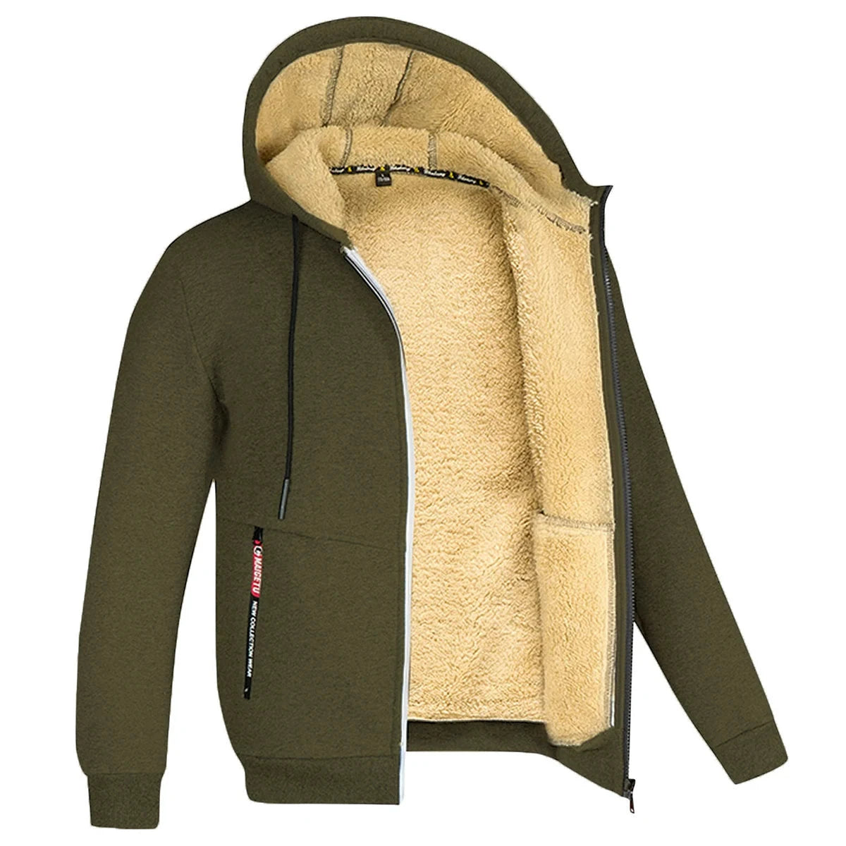 Trendy Sweatshirt Coat Front Pockets Warm Zipper Lamb Wool GlowCart