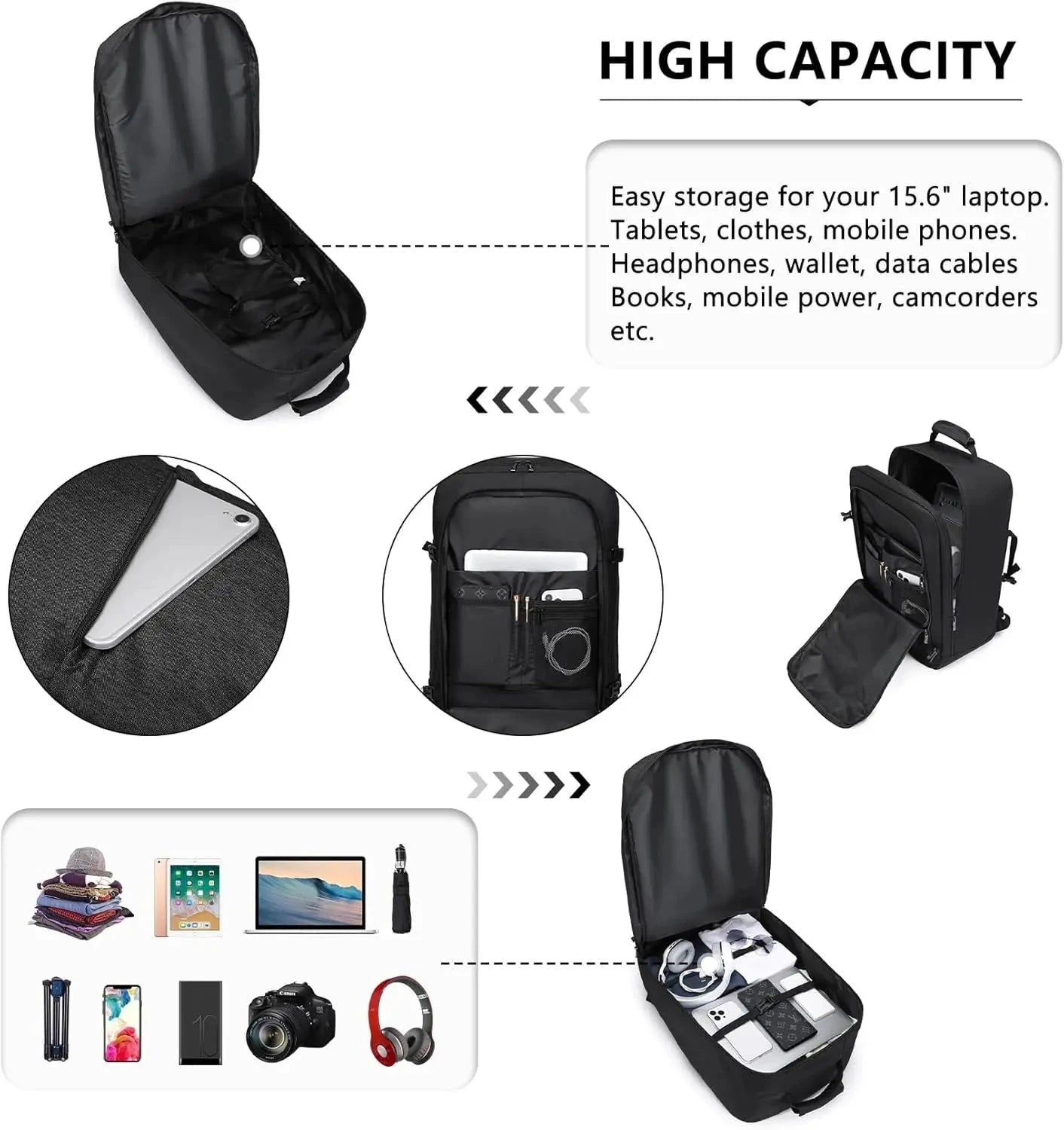 KONO Carry on Backpack, Airplane Approved Under Seat Travel GlowCart