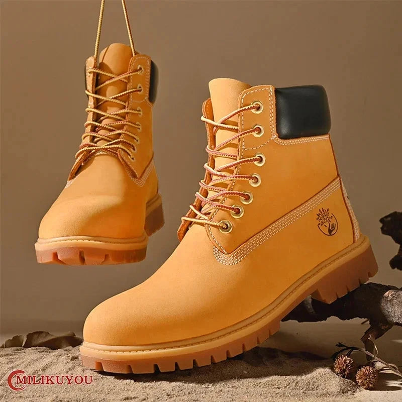 Boots Men High Top Boots High Quality Women Leather Shoes GlowCart