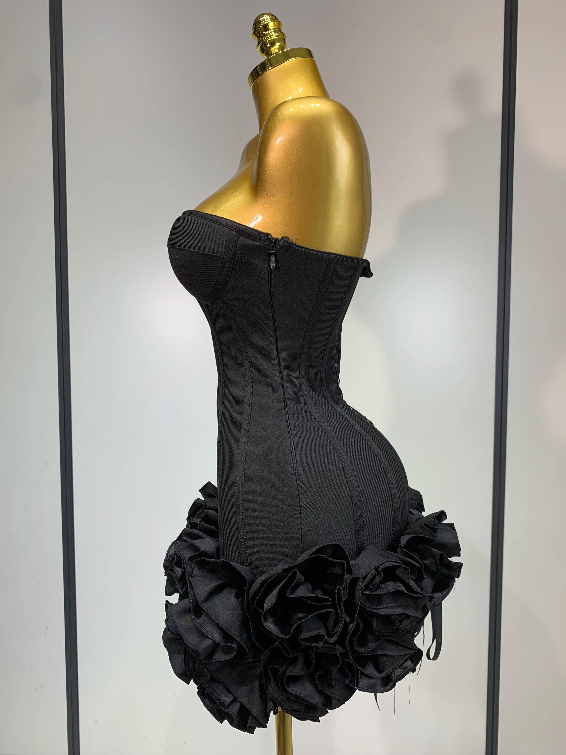 Women Evening Bandage Dress Strapless Bodycon Flowers Mini Celebrity Sexy Birthday Party Dresses Photo Shoot Nightclub Outfit GlowCart