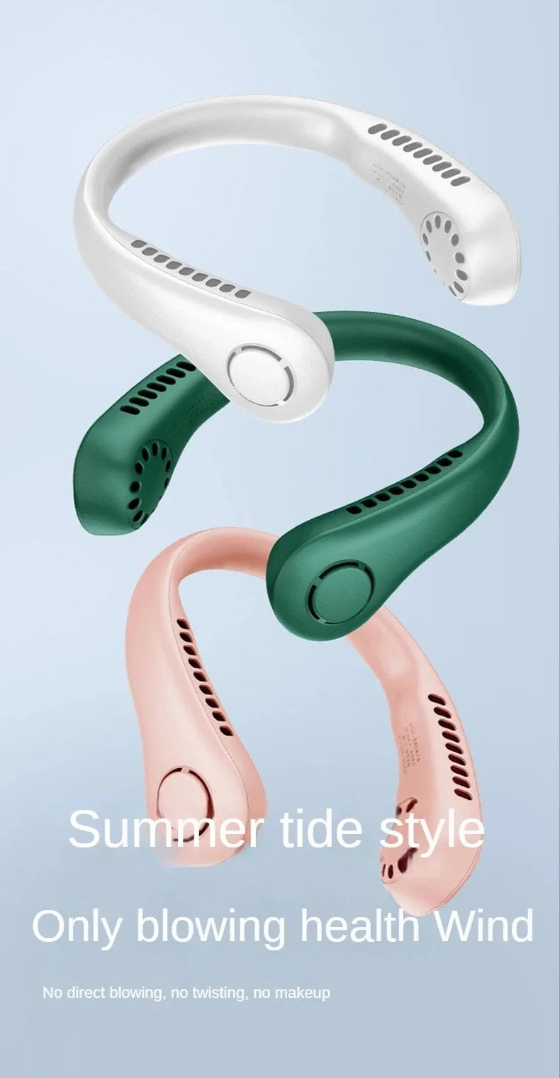 Portable Neck Fan, Mini Bladeless Hanging Neck Fan 1200mAh