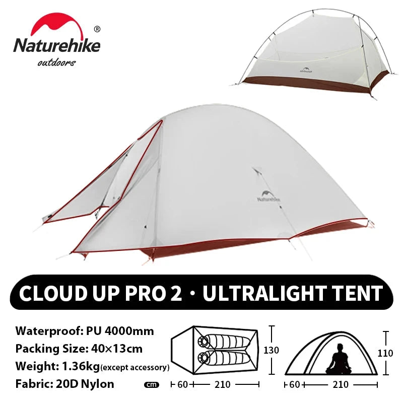 Naturehike Cloud Up 2 People Tent Ultralight 20D Camping GlowCart