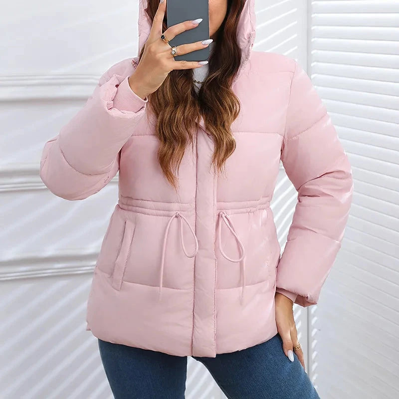 Parkas Women Jacket Drawstring Tight Waist Warm Jackets GlowCart