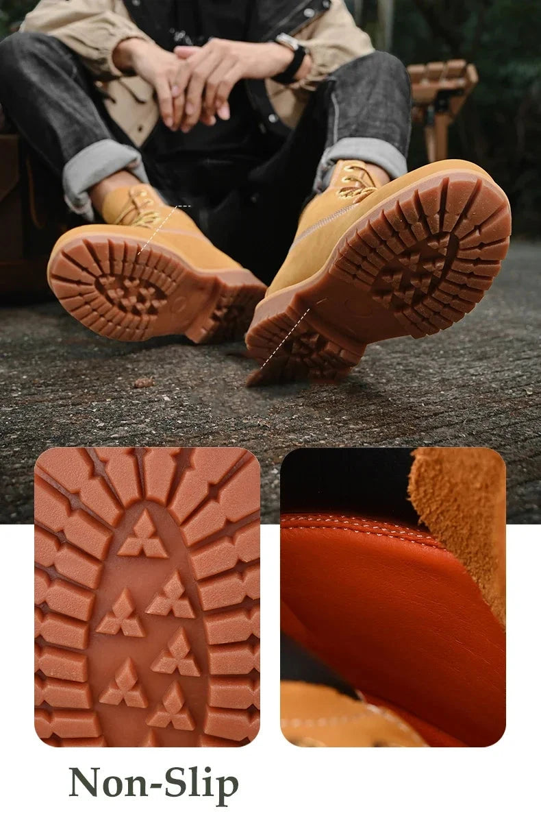 Boots Men High Top Boots High Quality Women Leather Shoes GlowCart