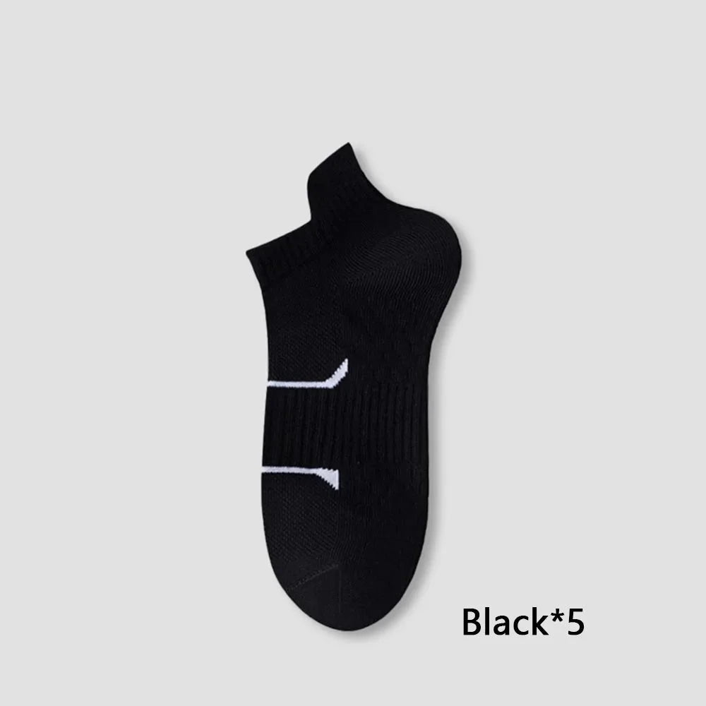 5pcs Men's Short Sports Socks Summer For Running Breathable Casual Soft Comfortable Polyester Sports Socks Thin GlowCart