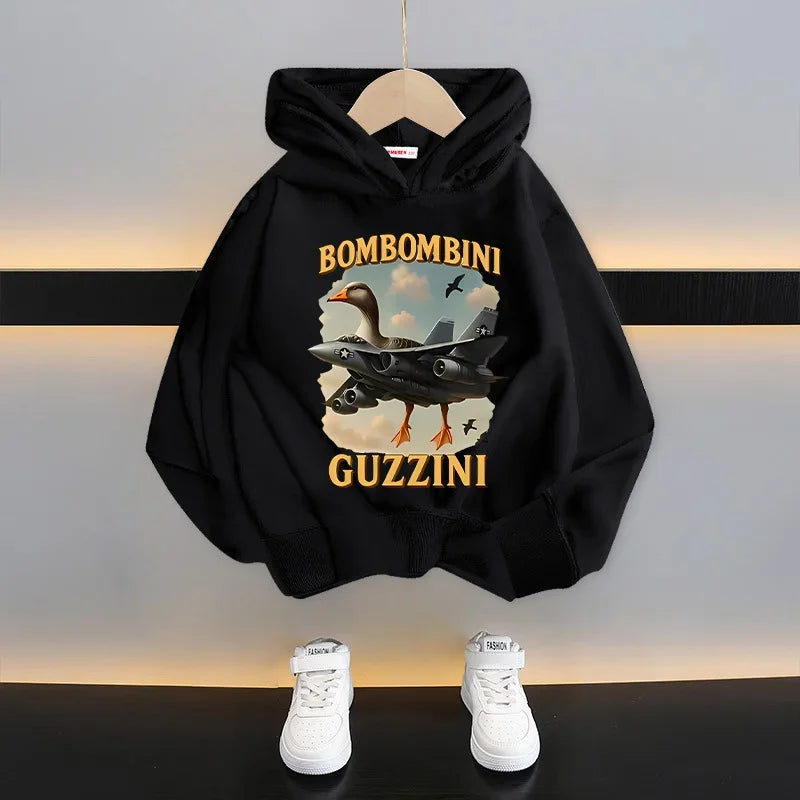 Italian Brainrot Kids Hoodie Funny Cartoon Graphic Thin Sweatshirts Tung Tungtung Sahur Casuals Long Sleeves Tops Boys Clothes GlowCart