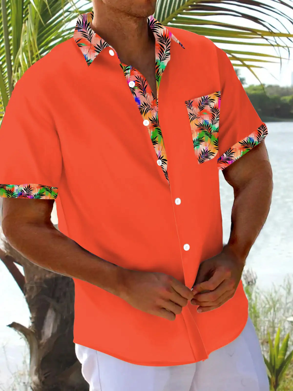 New Hawaii Spring/Summer Fashion Leisure Street Walk Tourist Beach Printed Full Open Short Sleeve Button Shirt, Quick Shipping GlowCart