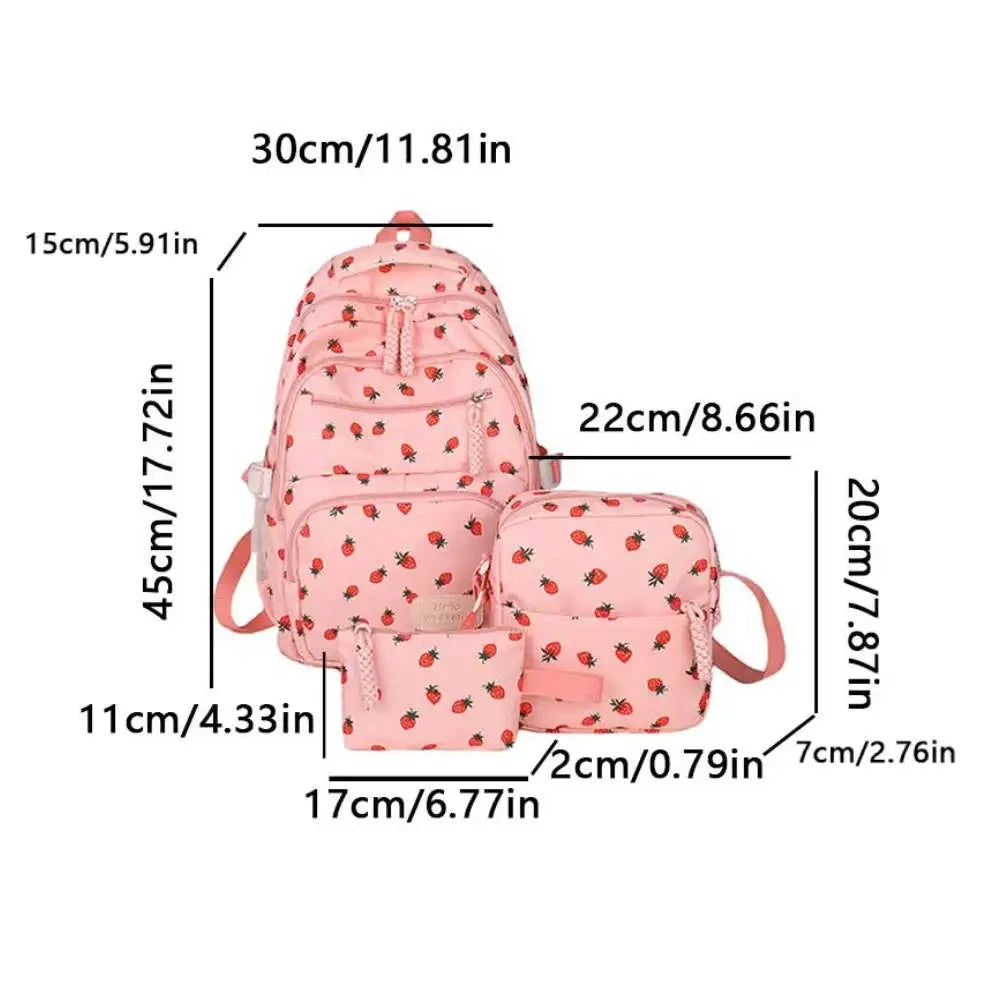 3Pcs/Set Bow Print Backpack with Crossbody Bag and Small GlowCart