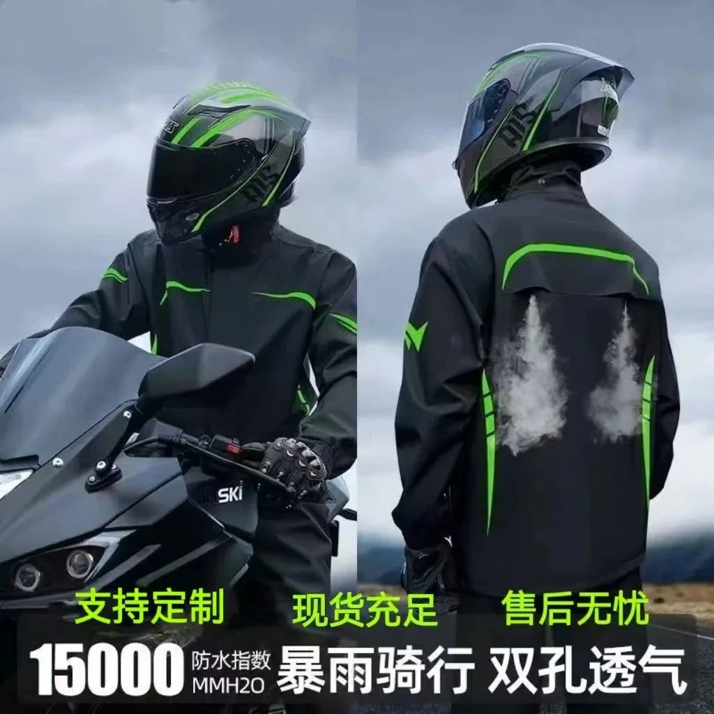 2025 New Motorcycle Raincoat Jacket Men Windproof Split Rain GlowCart