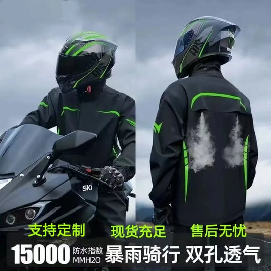 2025 New Motorcycle Raincoat Jacket Men Windproof Split Rain GlowCart