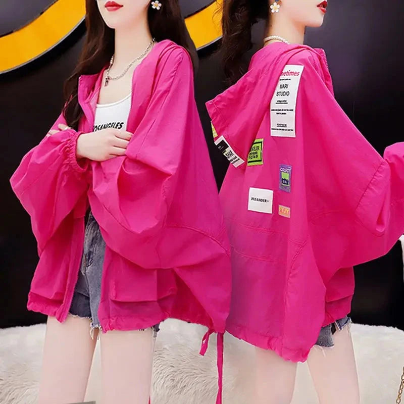 Summer Hooded Jacket Women Windbreaker Sweatshirt Thin Tops GlowCart