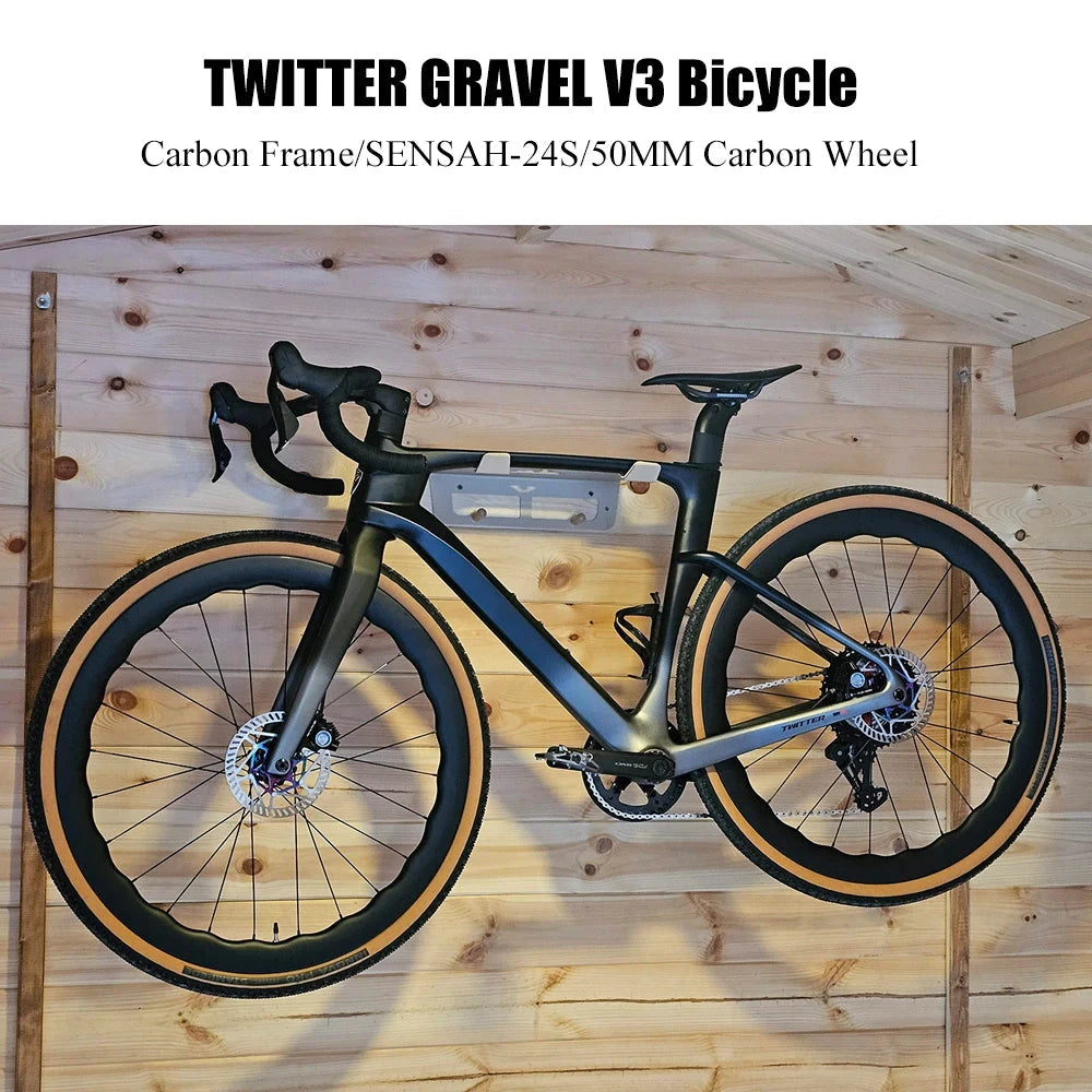 2025 TWITTER Gravel V3 Carbon Fiber Gravel Bike 700*40C SENSAH RS-2*12S Hydraulic Brake Bicycle With Carbon Wheels For Men Women GlowCart