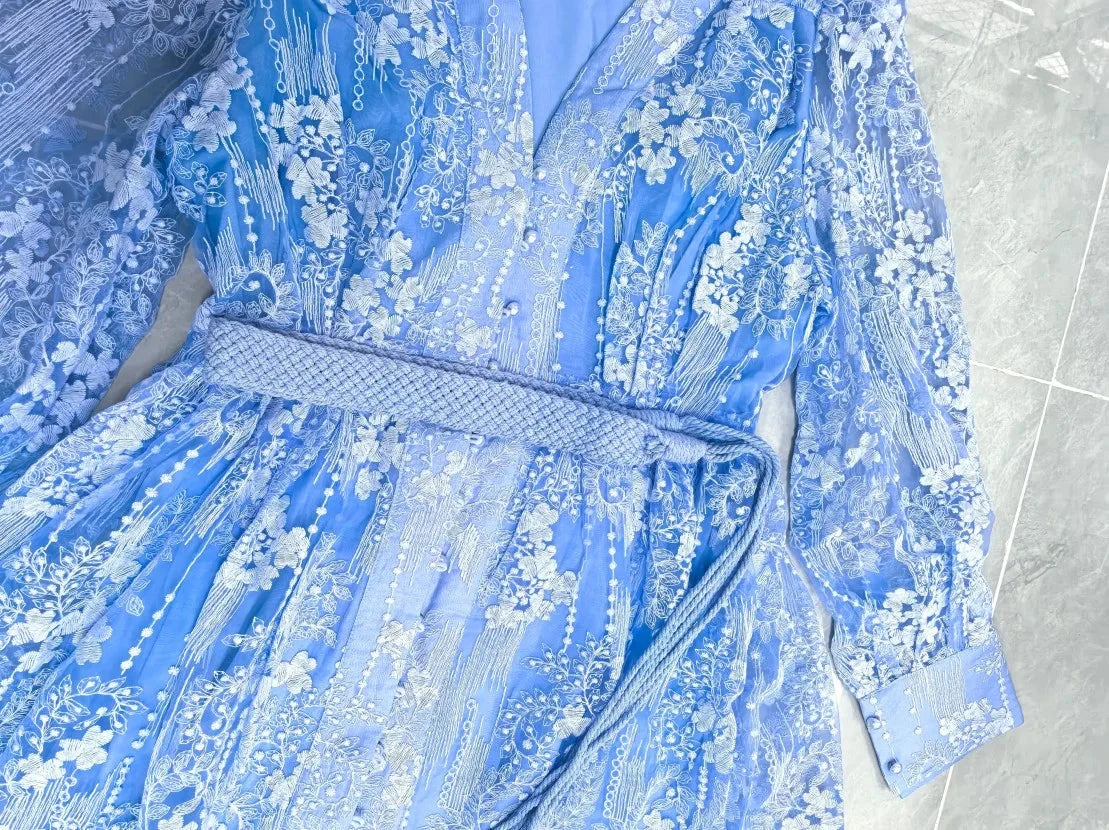 Luxury Embroidery Formal Dresses Women Summer Autumn Lantern GlowCart