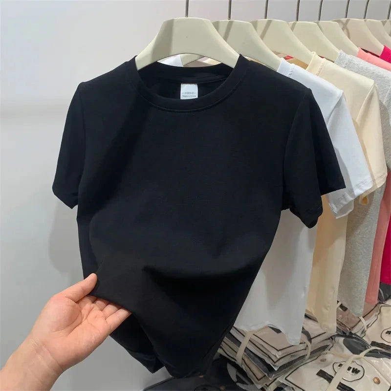 2025 Summer T Shirts For Women High Quality Solid Casual GlowCart