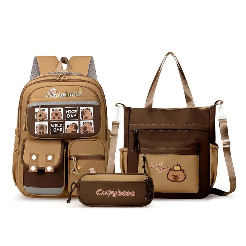 Kawaii Capybara School Backpack for Girls School Bags Set GlowCart