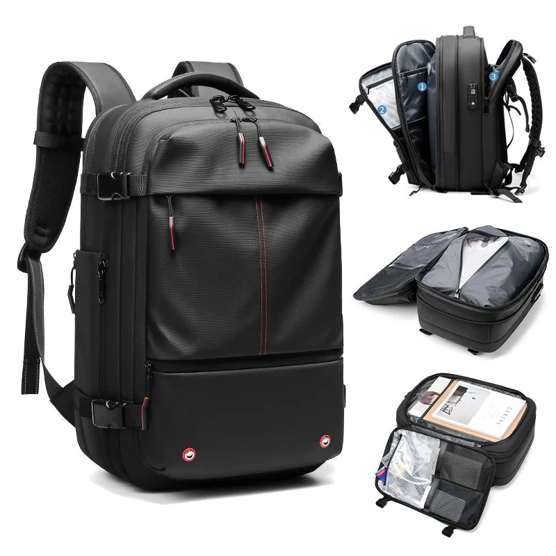 Travel Men 17 inch Laptop Backpack vacuum compression GlowCart