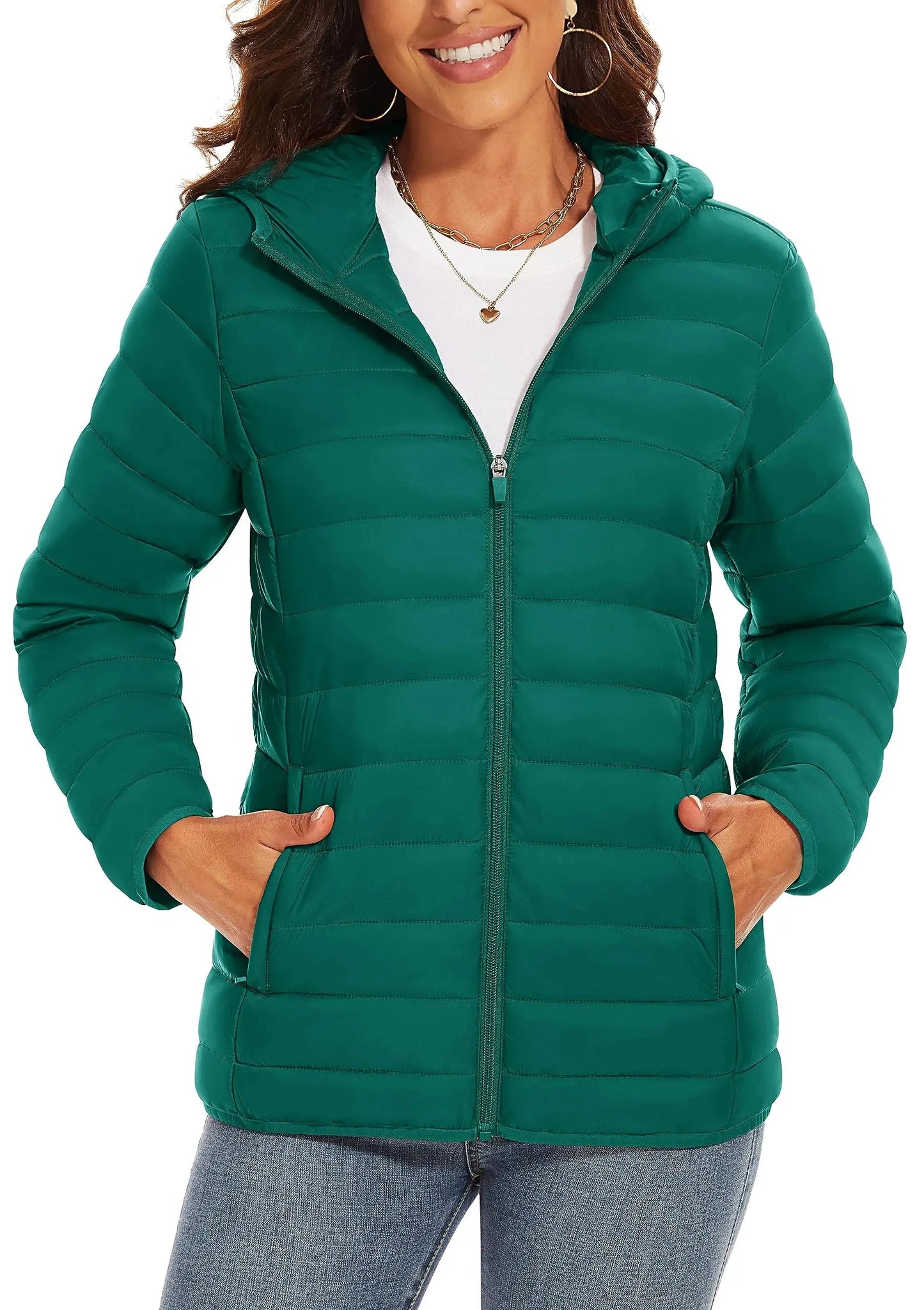 TACVASEN Full Zip Up Hooded Puffer Jacket Womens Winter GlowCart