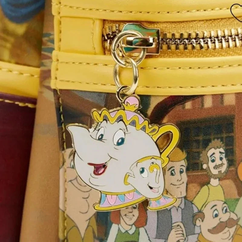 Beauty and The Beast Princess Scene Cogsworth Lumiere Chip Cosplay Mini Backpack GlowCart