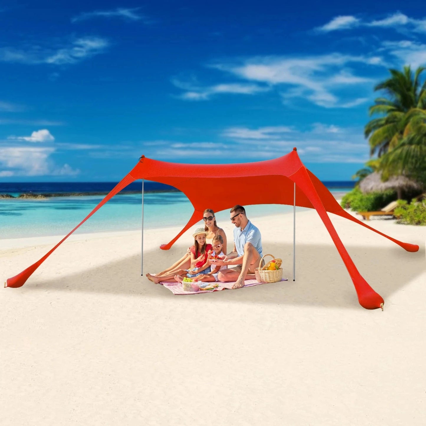 Pop Up Beach Tent Sun Shelter 6.5'x5.2' Instant Portable GlowCart