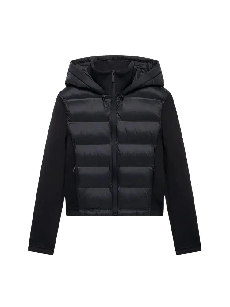 Hooded Patchwork Padded Jacket Coat with Pockets for Women, GlowCart