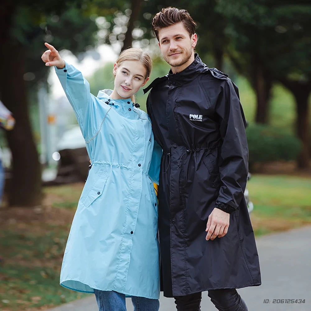 Women Men Waterproof Long Raincoat Motorcycle Riding GlowCart
