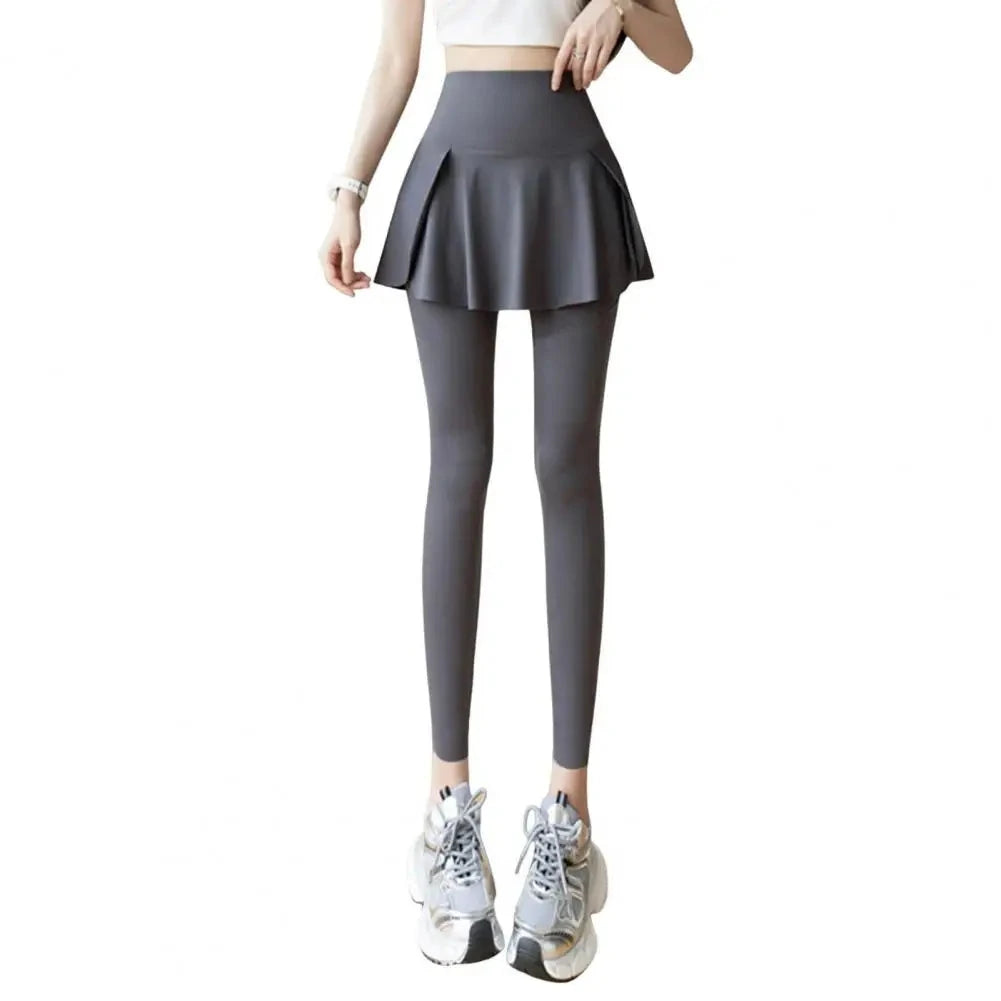 Women Tennis Skirted Leggings Pockets Elastic Sports Yoga GlowCart