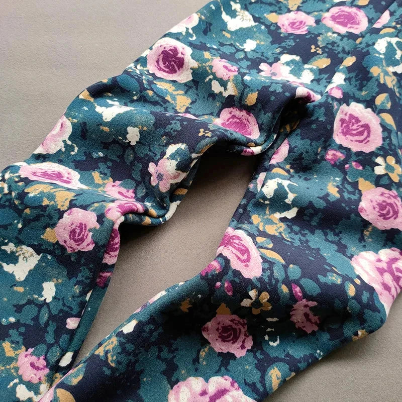 Children's Clothes Girl Pants Autumn Winter Fleece Keep Warm Leggings Tights For Girls Vintage Floral Warm Trousers 2-11 Year GlowCart