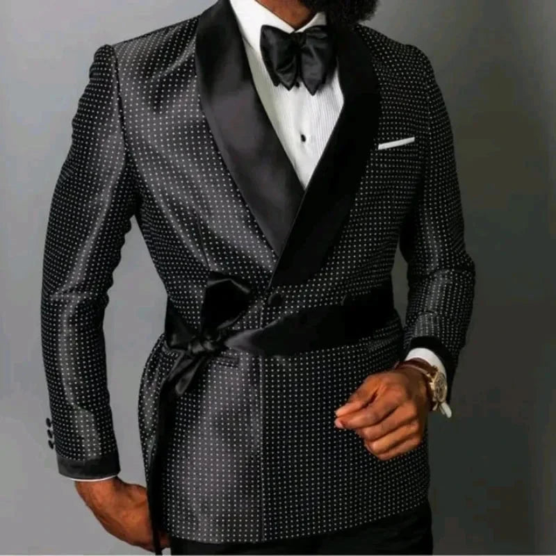 Latest Design Houndstooth Jacket Men‘s Suit Set Brown Pant GlowCart