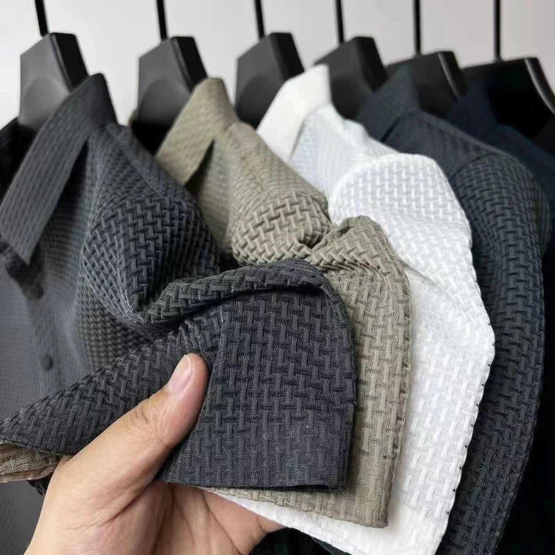 New Men's Business Casual Short Sleeved Bone Flower Solid GlowCart