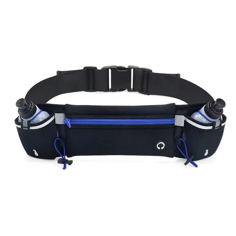 Man/Woman Marathon Trail Running Waist Pack with 2Pcs Water Bottles Sports Fanny Pack Fitness Dual Pocket Running Belt Waist Bag GlowCart
