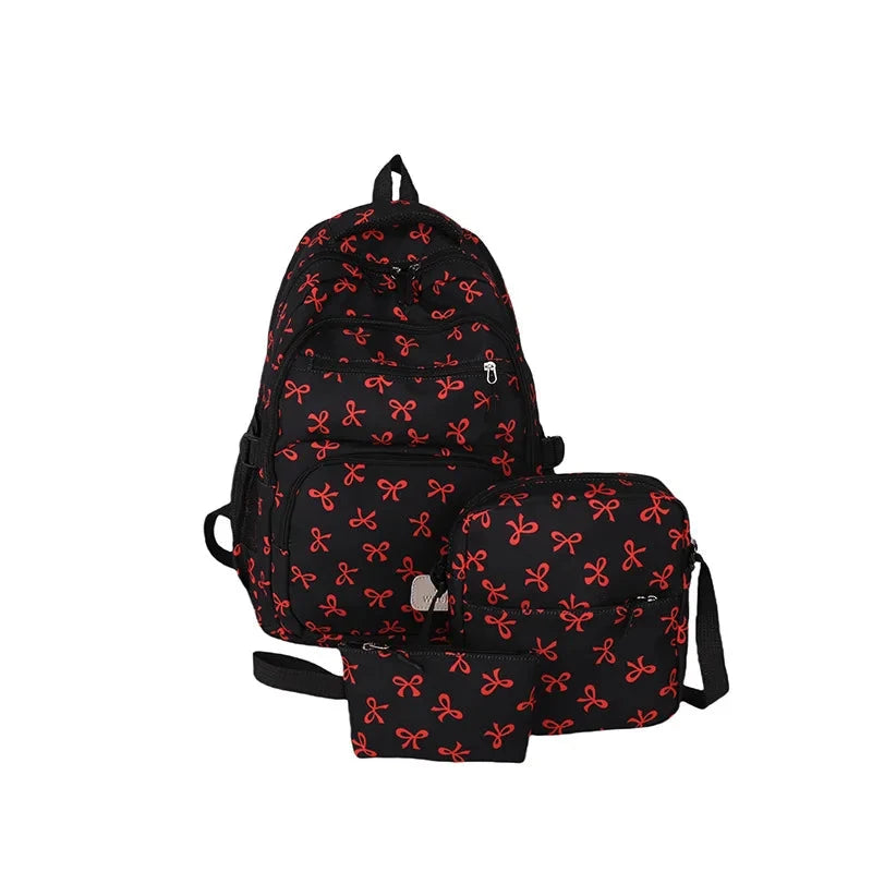 3Pcs/Set Bow Print Backpack with Crossbody Bag and Small GlowCart