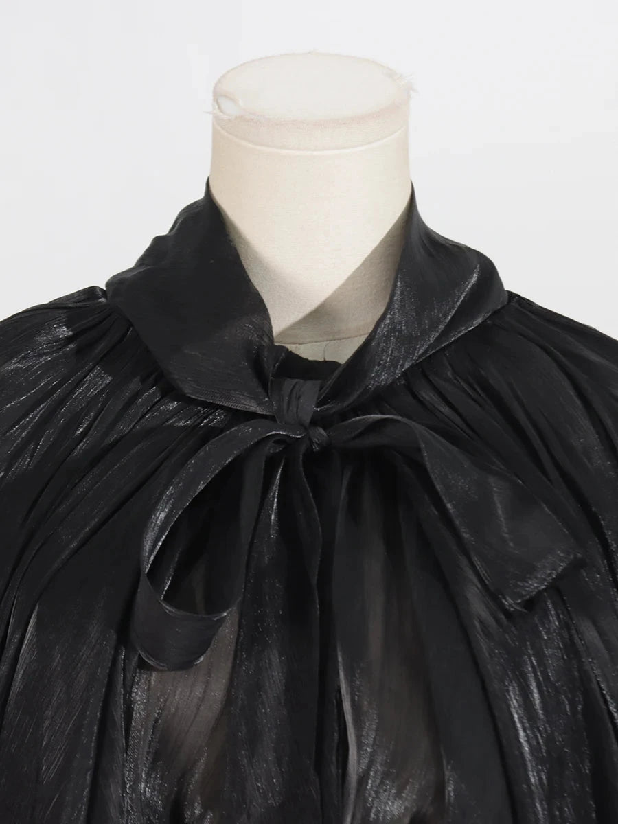 VGH Minimalist Spliced Folds Maxi Dresses for Women Scarf GlowCart