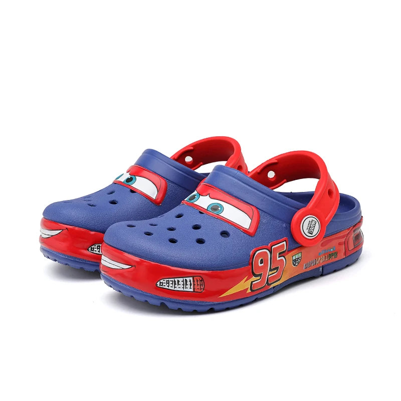 Cartoon Lightning McQueen Kids Ankle-Wrap Slippers Waterproof Breathable Solid Color Outdoor Casual Sandals for Children Gift GlowCart