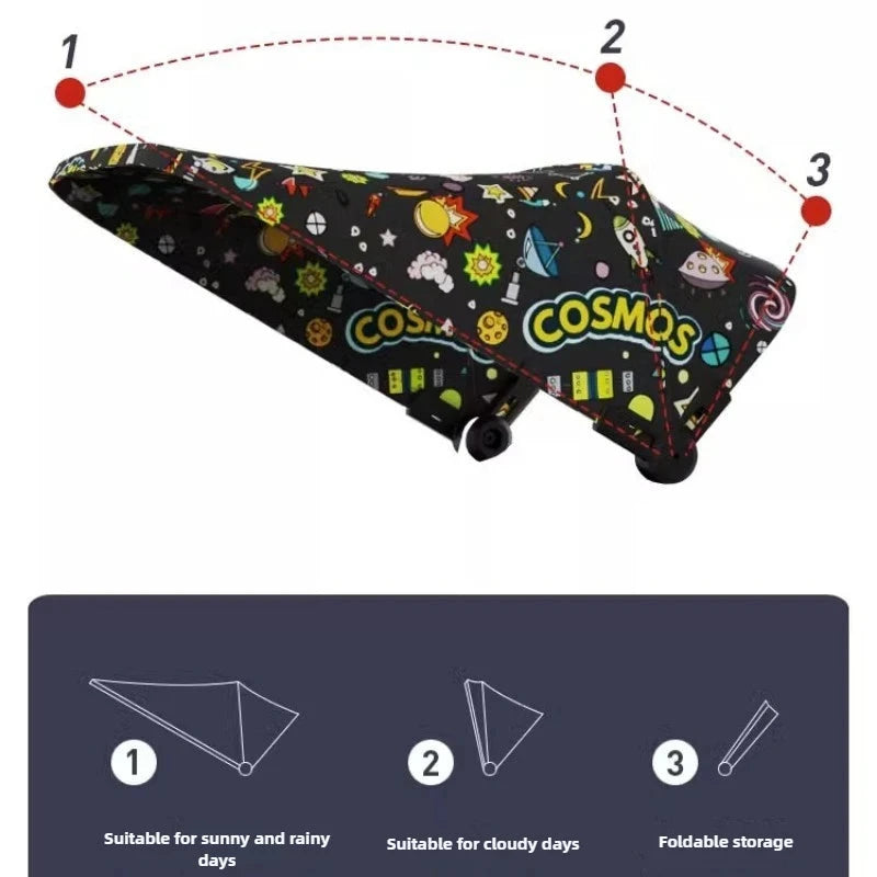 Children's Push Tricycle Baby Pedal Tricycle with Canopy Rideable and Swivel Foldable Baby Stroller GlowCart