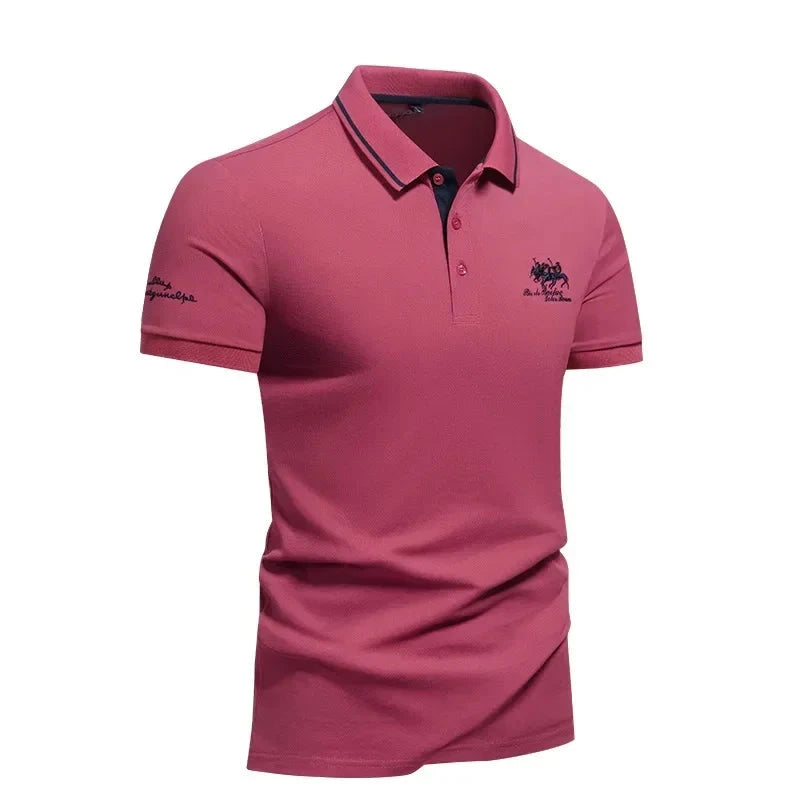 summer Men's Short Sleeve Embroidered Polo T-Shirt GlowCart