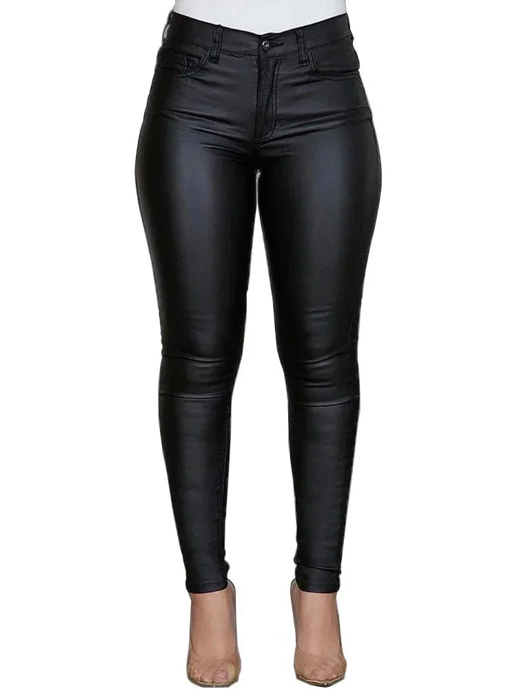 Fashion New Women PU Leather Pants Black Sexy Stretch GlowCart