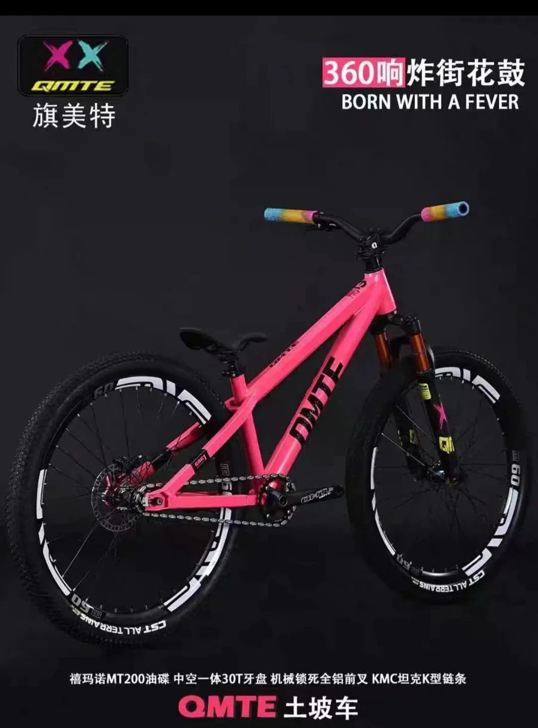 26inch Single Speed XC Mountain Bike AM Mtb Bike Cross Country Bicycle High Strength Frame Oil Disc Brake Oil and Spring Fork GlowCart