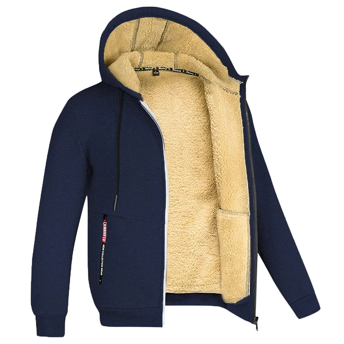 Trendy Sweatshirt Coat Front Pockets Warm Zipper Lamb Wool GlowCart