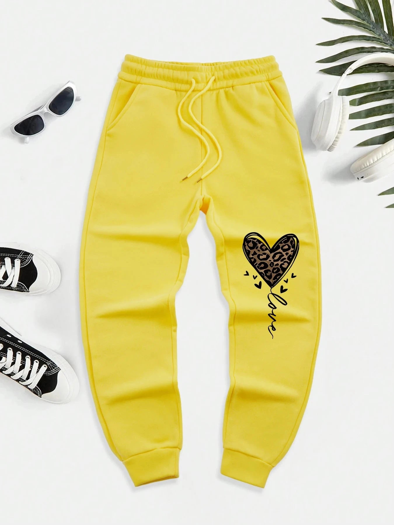 Love Leopard Print Heart Pattern Men'S Casual Basic GlowCart