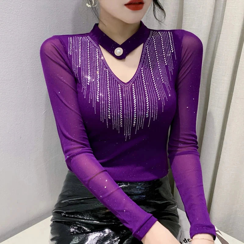 Spring Autumn Women Bottoming Shirt Korean Fashion Hot GlowCart