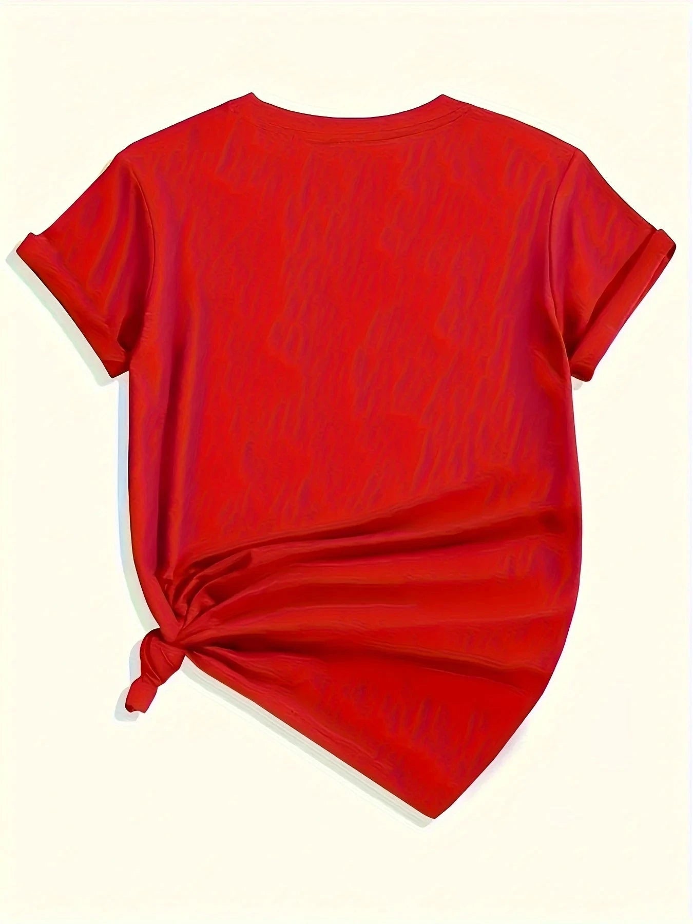 Women's red T-shirt LOS ANGELES Casual Round Neck short GlowCart