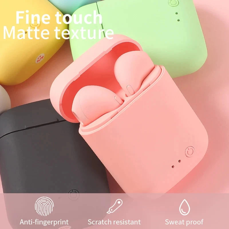 I12 Macaron Bluetooth Headset Matte Sports Binaural Wireless GlowCart