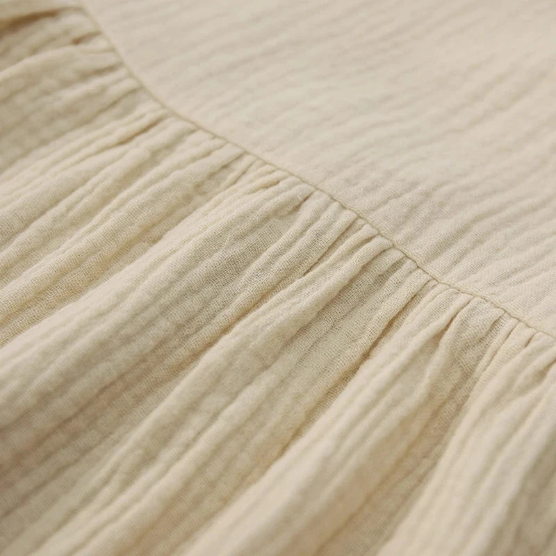 Newly 100% Cotton Gauze Dress For Women 2023 Square Collar GlowCart