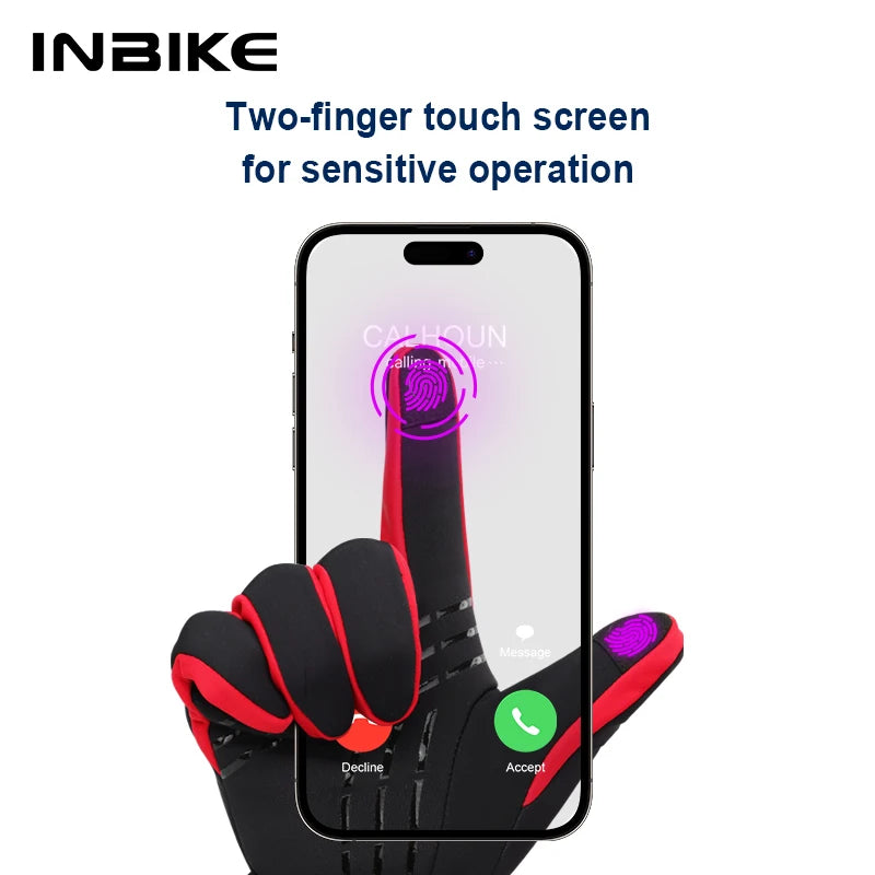 INBIKE Winter Gloves for Men Women Thermal Fleece Cycling Gloves Full Finger Touchscreen Anti-Shock Road Mountain Bicycle Gloves GlowCart