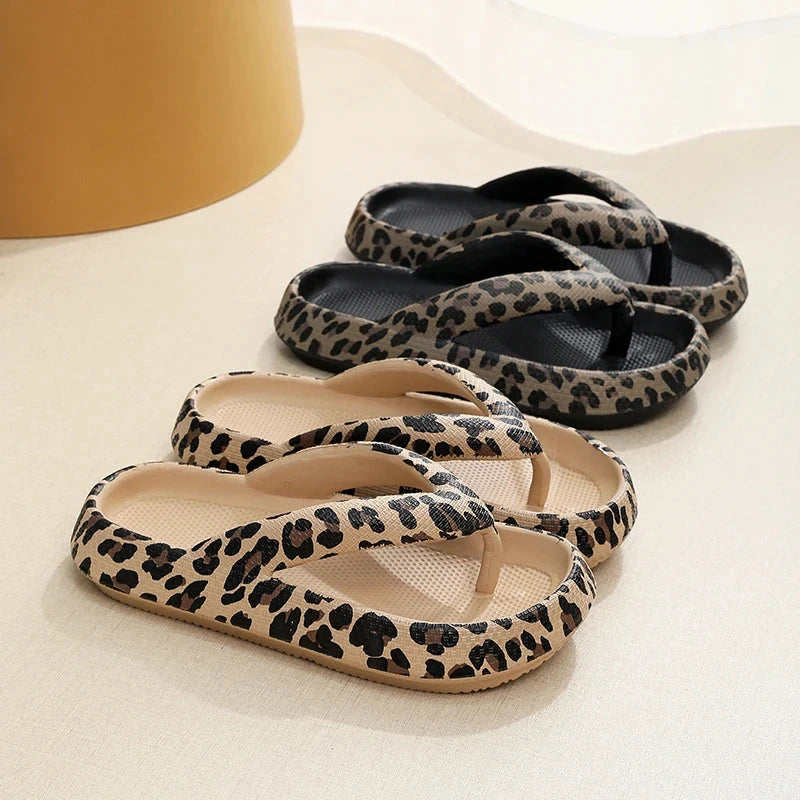 Summer Women Comfort Flip-Flop Leopard Soft Thick-Soled GlowCart