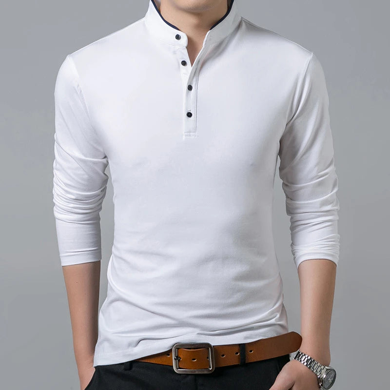 Men's Business Casual Long Sleeve Polo T-shirt Summer